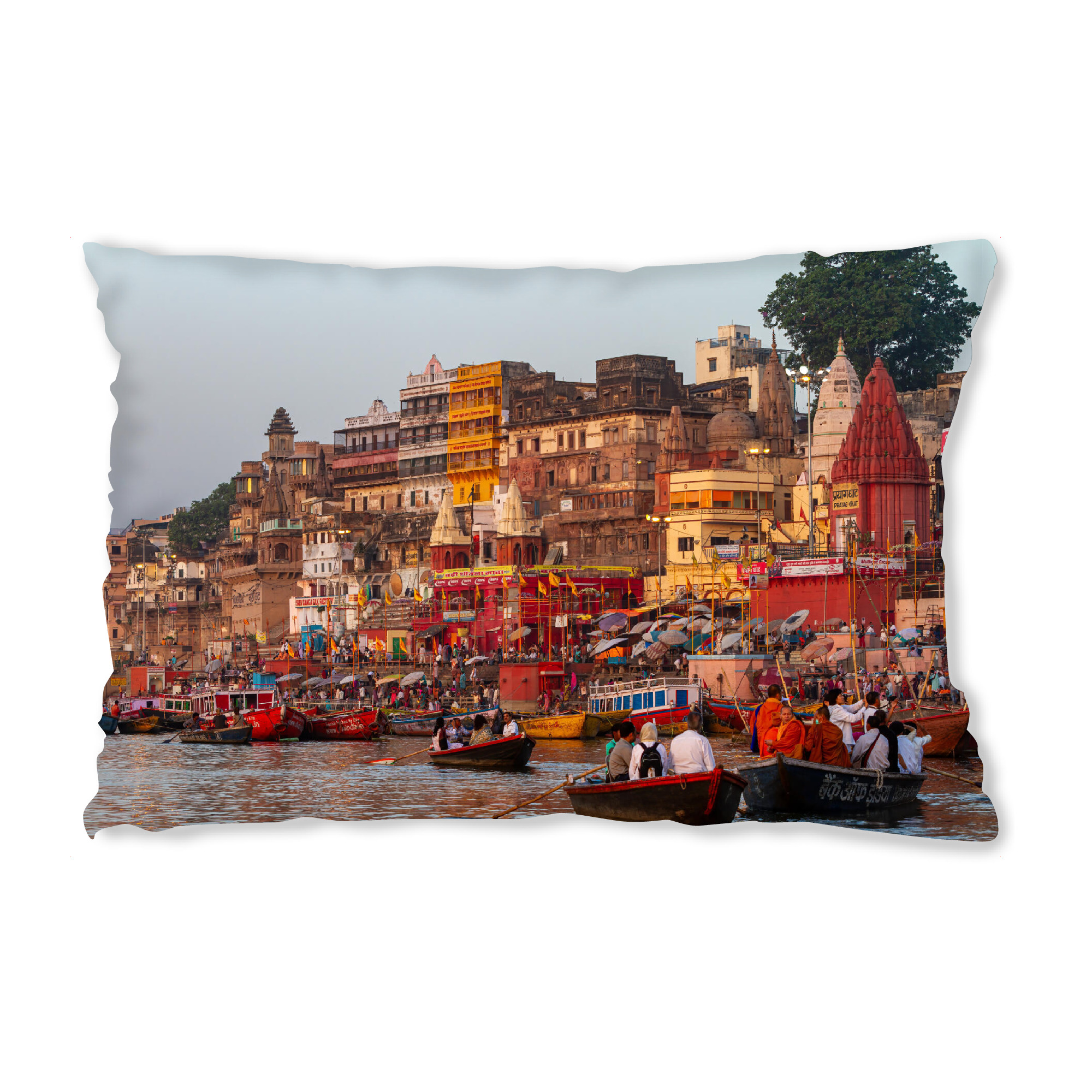 Design-Kissen "Ghats von Varanasi" artboxONE - Architektur - Varanasi,Indien,Ghat,Tempel,Hindu,Hinduismus,Ganges,Benares,Kashi,Uttar pradesh