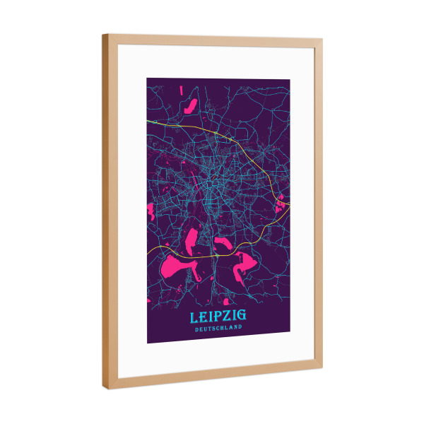 Poster mit Rahmen Kupfer "Stadtplan Leipzig" artboxONE - Städte / Weitere,Kartografie