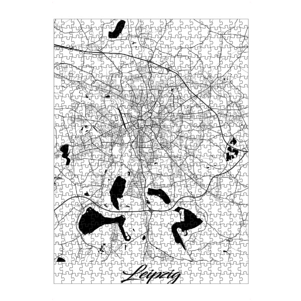 artboxONE Puzzle "Leipzig City Map" artboxONE - Schwarzweiß,Städte / Weitere,Kartografie