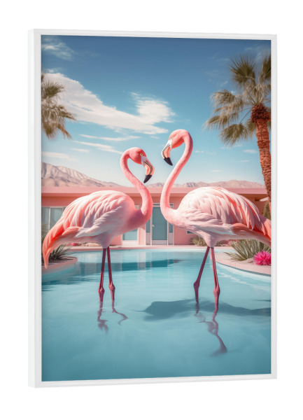 Poster mit weißem Rahmen "Malou Studio-Palm Springs Flamingo" artboxONE - Reise,Tiere,Städte / Las Vegas