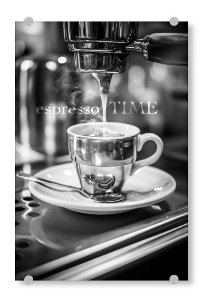 Acrylglasbild "Espresso Liebe" artboxONE - Typografie,Essen & Trinken,Schwarzweiß