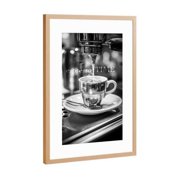 Poster mit Rahmen Kupfer "Espresso Liebe" artboxONE - Typografie,Essen & Trinken,Schwarzweiß