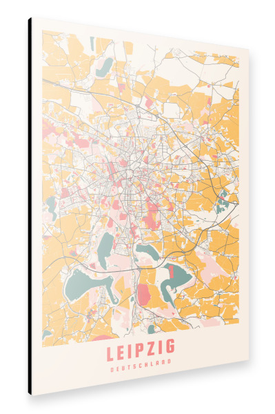 Alu-Dibond "Leipzig als Stadtplan" 30x20 cm artboxONE