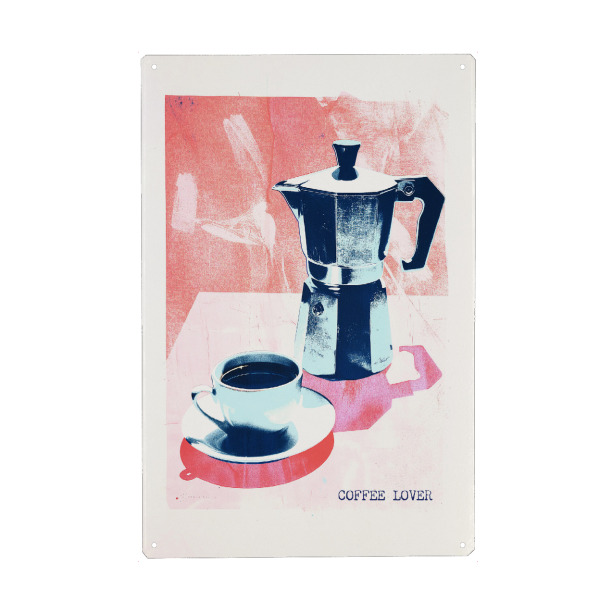 Metall Poster "Malou Studio-Morning Coffee Lover" artboxONE - Typografie,Essen & Trinken,Für Mama