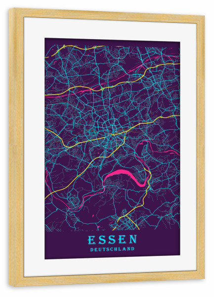 Poster mit Rahmen kiefer "Stadt Essen" artboxONE - Städte / Weitere,Kartografie