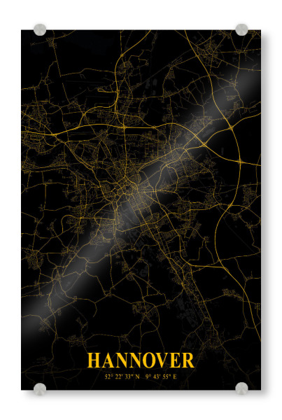 Acrylglasbild "City Map von Hannover" artboxONE - Städte / Weitere,Kartografie