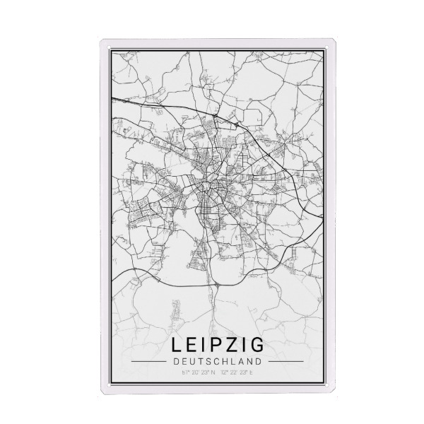 Holzbild "City Map Leipzig" artboxONE - Schwarzweiß,Städte / Weitere,Kartografie