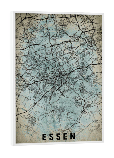 Poster mit weißem Rahmen "Vintage Map Essen" artboxONE - Städte / Weitere,Kartografie