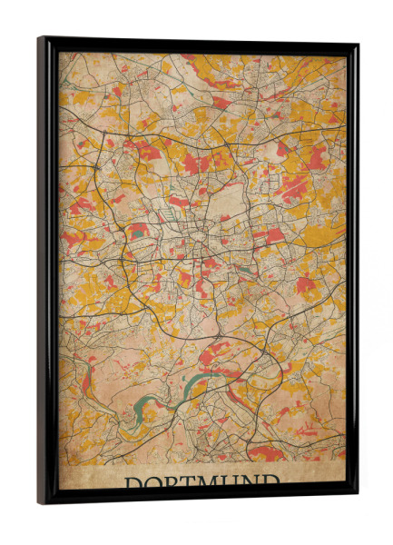 Poster mit schwarzem Rahmen "Vintage Dortmund" artboxONE - Städte / Weitere,Kartografie