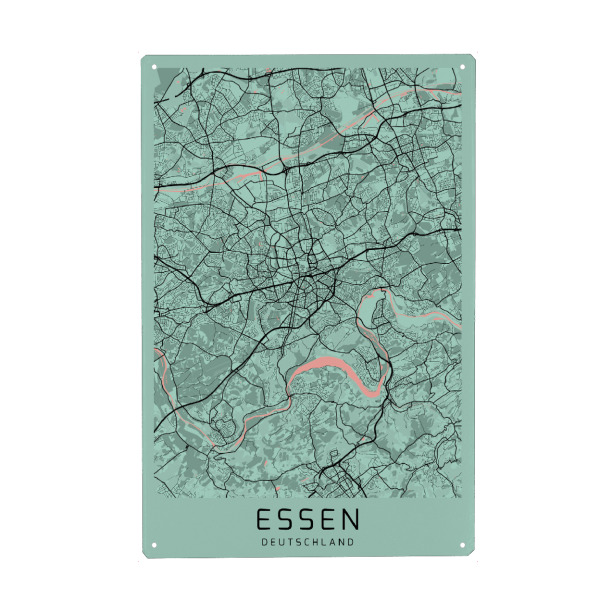 Holzbild "Stadt Karte Essen" artboxONE - Städte / Weitere,Kartografie