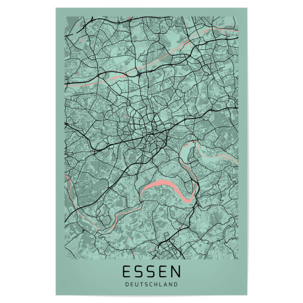 Poster "Stadt Karte Essen" artboxONE - Städte / Weitere,Kartografie