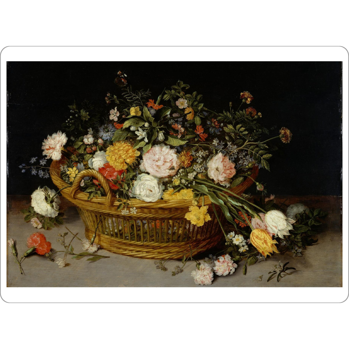 Tischset "A basket of flowers" artboxONE - Natur,Floral - Gemälde,Malerei,Kunst,Blumen,Bouquet,Korb,Blumenkorb,Stillleben,Jan,Brueghel,1620