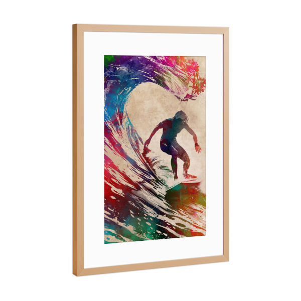 Poster mit Rahmen Kupfer "Surfersportkunst E" artboxONE - Sport,Sport / Sommerspiele - Surfer,Surfen,Wellen,Sport,Wassersport,Grafik,Schwimmen