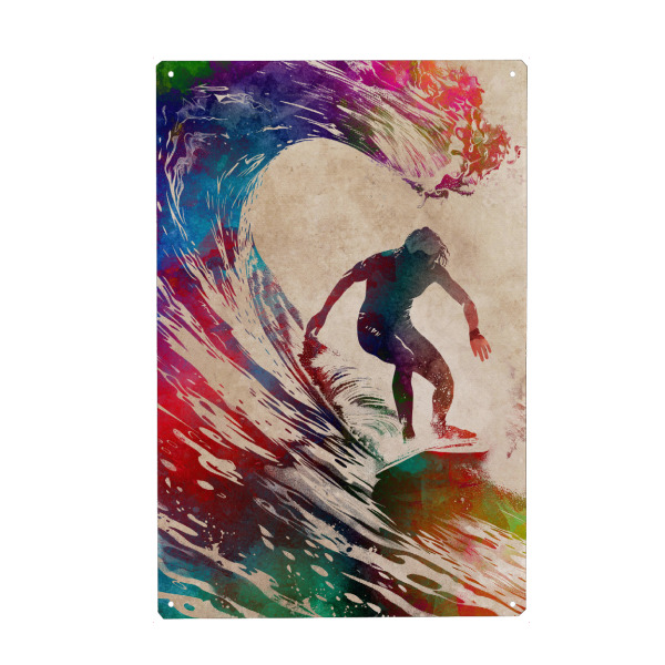 Metall Poster "Surfersportkunst E" artboxONE - Sport,Sport / Sommerspiele - Surfer,Surfen,Wellen,Sport,Wassersport,Grafik,Schwimmen - Blechschild