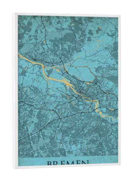 Poster mit weißem Rahmen "Stadtplan Bremen Vintage" artboxONE - Städte / Weitere,Kartografie