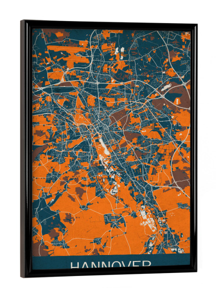 Poster mit schwarzem Rahmen "Hannover Vintage Map" artboxONE - Städte / Weitere,Kartografie