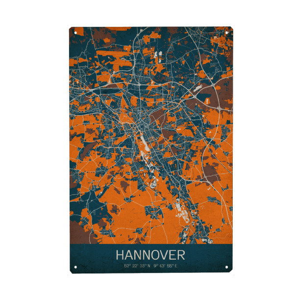 Holzbild "Hannover Vintage Map" artboxONE - Städte / Weitere,Kartografie