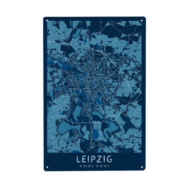 Holzbild "Leipzig Sachsen" artboxONE - Städte / Weitere,Kartografie