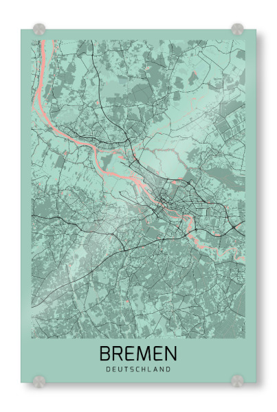 Acrylglasbild "Bremen Stadt" artboxONE - Städte / Weitere,Kartografie