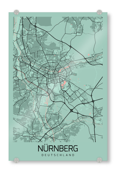 Acrylglasbild "City Nürnberg" artboxONE - Städte / Weitere,Kartografie