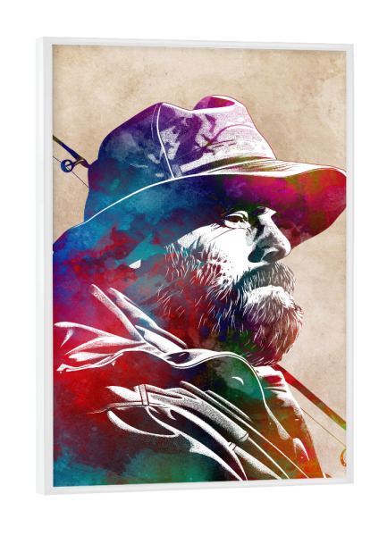 Poster mit weißem Rahmen "Angelsport Kunst D" artboxONE - Sport,Sport / Sommerspiele - Fisch,Fischer,Angeln,Sport,Grafik