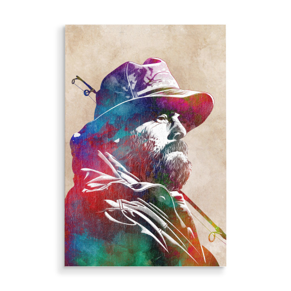 Holzbild "Angelsport Kunst D" artboxONE - Sport,Sport / Sommerspiele - Fisch,Fischer,Angeln,Sport,Grafik