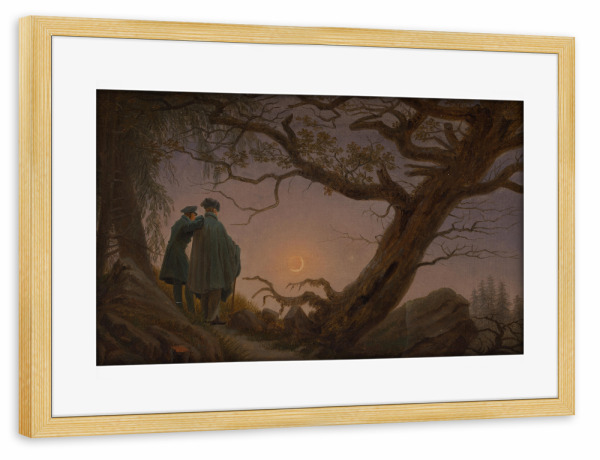 Poster mit Rahmen kiefer "Two Men Contemplating the Moon" artboxONE - Natur,Menschen