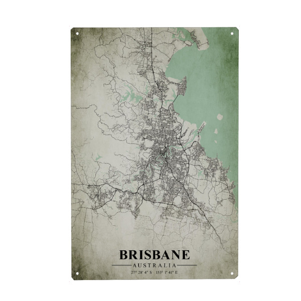 Holzbild "Brisbane Vintage CityMap" artboxONE - Städte / Weitere,Kartografie