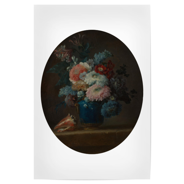 Poster "Flowers and Conch Shell" artboxONE - Natur,Floral - Floral,Blumen,Vase,Blumenvase,Anne vallayer-coster,1780,Kunst,Malerei,Gemälde,Stillleben