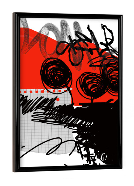 Poster mit schwarzem Rahmen "Red and black flowers abstract" artboxONE - Abstrakt