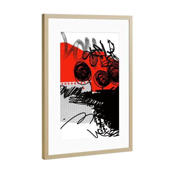 Poster mit Rahmen Gold "Red and black flowers abstract" artboxONE - Abstrakt