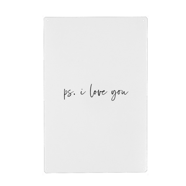 Metall Poster "Ps. Ich liebe dich" artboxONE - Typografie,Menschen,Liebe,Weihnachten,Buchstaben / L