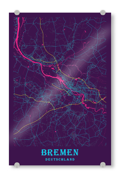 Acrylglasbild "Map von Bremen" artboxONE - Städte / Weitere,Kartografie
