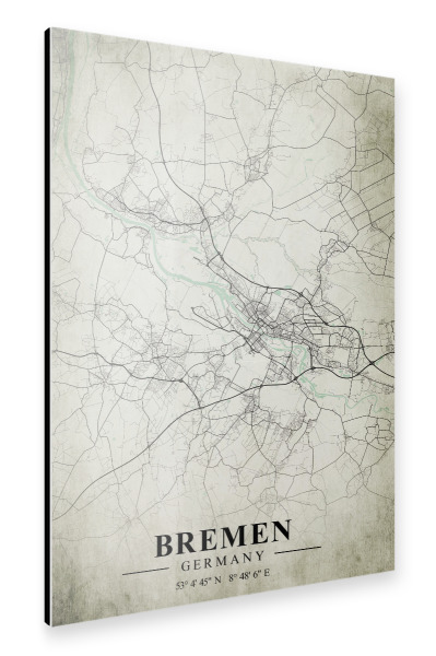 Alu-Dibond "Bremen Vintage CityMap" 30x20 cm artboxONE