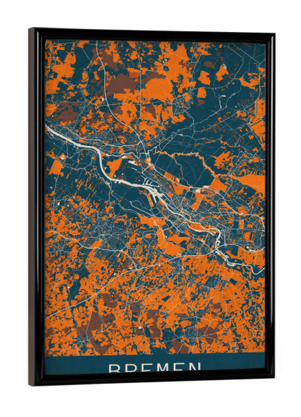 Poster mit schwarzem Rahmen "Bremen Vintage" artboxONE - Städte / Weitere,Kartografie