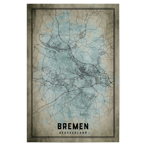 Poster "Bremen Retro Karte" artboxONE - Städte / Weitere,Kartografie