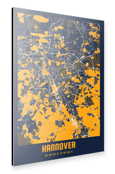 Alu-Dibond "Hannover Map" 30x20 cm artboxONE