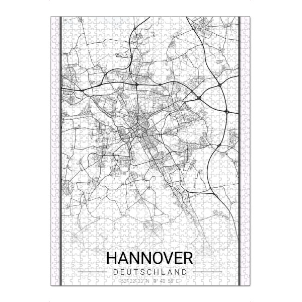 Puzzle Ravensburger "Map Hannover" artboxONE - Schwarzweiß,Städte / Weitere,Kartografie