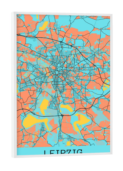 Poster mit weißem Rahmen "Leipzig Cityplan" artboxONE - Städte / Weitere,Kartografie