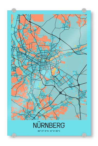 Acrylglasbild "Nürnberg Karte" artboxONE - Städte / Weitere,Kartografie