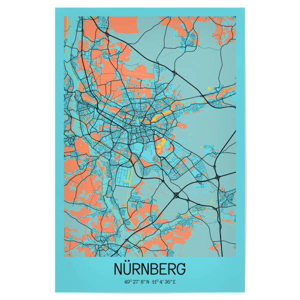 Poster "Nürnberg Karte" artboxONE - Städte / Weitere,Kartografie