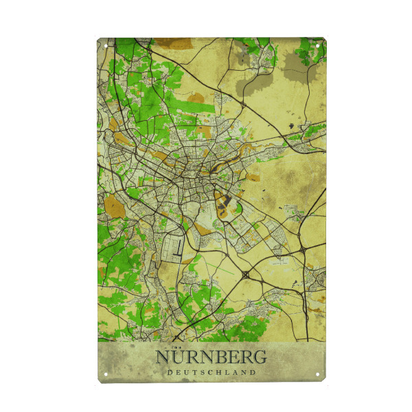 Metall Poster "Nürnberg Vintage City Map" artboxONE - Städte / Weitere,Kartografie