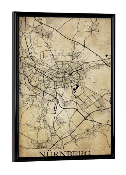 Poster mit schwarzem Rahmen "Nürnberg Vintage City" artboxONE - Städte / Weitere,Kartografie