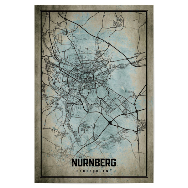 Poster "Nürnberg Retro Karte" artboxONE - Städte / Weitere,Kartografie