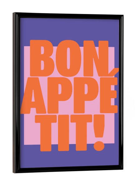 Poster mit schwarzem Rahmen "Malou Studio-Bon Appétit - Lila" artboxONE - Typografie,Essen & Trinken,Buchstaben