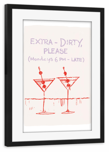 Poster mit Rahmen schwarz "Malou Studio-Dirty Martini" artboxONE - Typografie,Essen & Trinken,Essen & Trinken / Obst & Gemüse