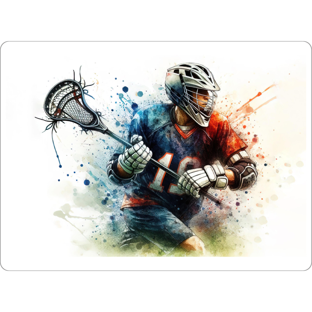 Tischset "Lacrosse-Spieler-Y" artboxONE - Sport,Sport / Motivation - Sport,Sportler,Farbe,Bunt,Spieler,Aquarell,Lacrosse,Ball,Schläger - Bild sport