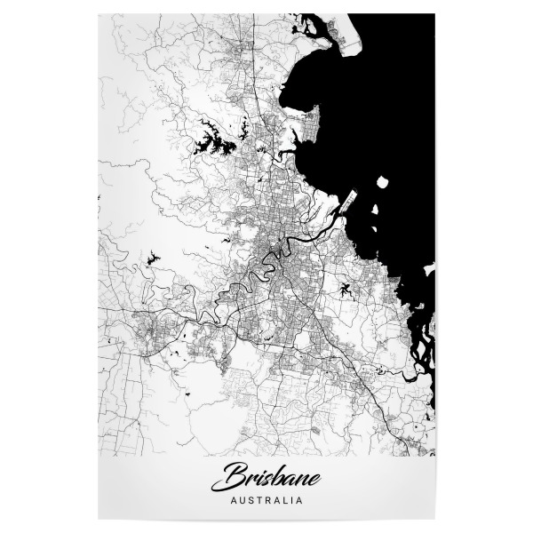 Poster 30x20 cm "Brisbane City Map" artboxONE - Schwarzweiß,Städte / Weitere,Kartografie