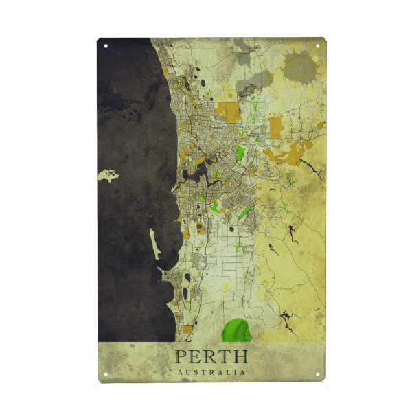 Metall Poster "Perth Vintage City Map" artboxONE - Städte / Weitere,Kartografie