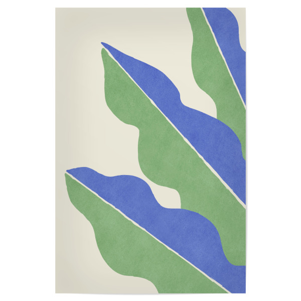 Poster 30x20 cm "Blatt Botanisches Grün Blau" artboxONE - Natur,Floral,Abstrakt